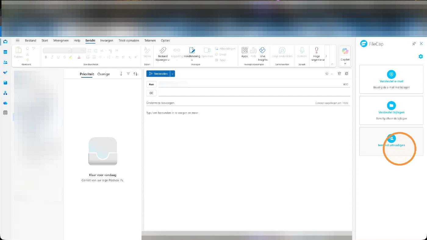 The FileCap option list with Invite someone highlighted