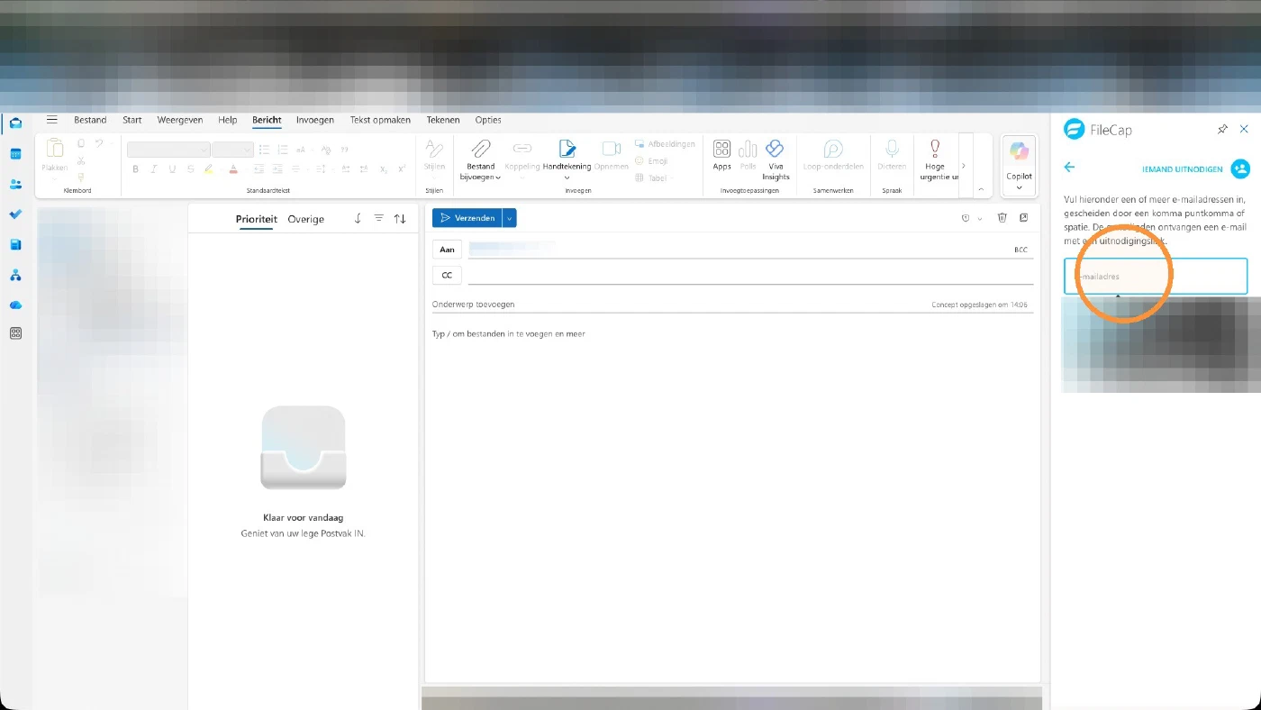 The Invite someone panel with the email address field highlighted