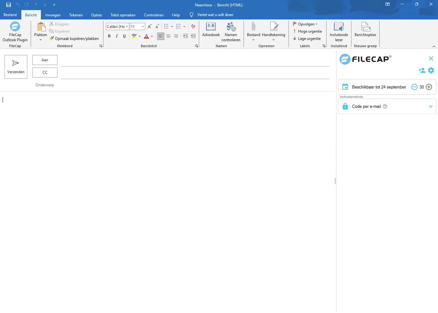 The FileCap Outlook Plugin in classic Outlook