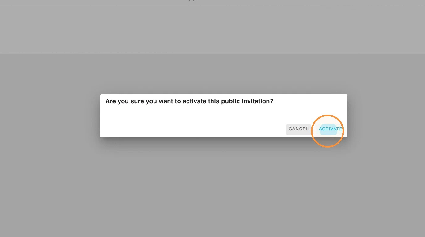 The confirmation dialog asking whether to activate this public invitation
