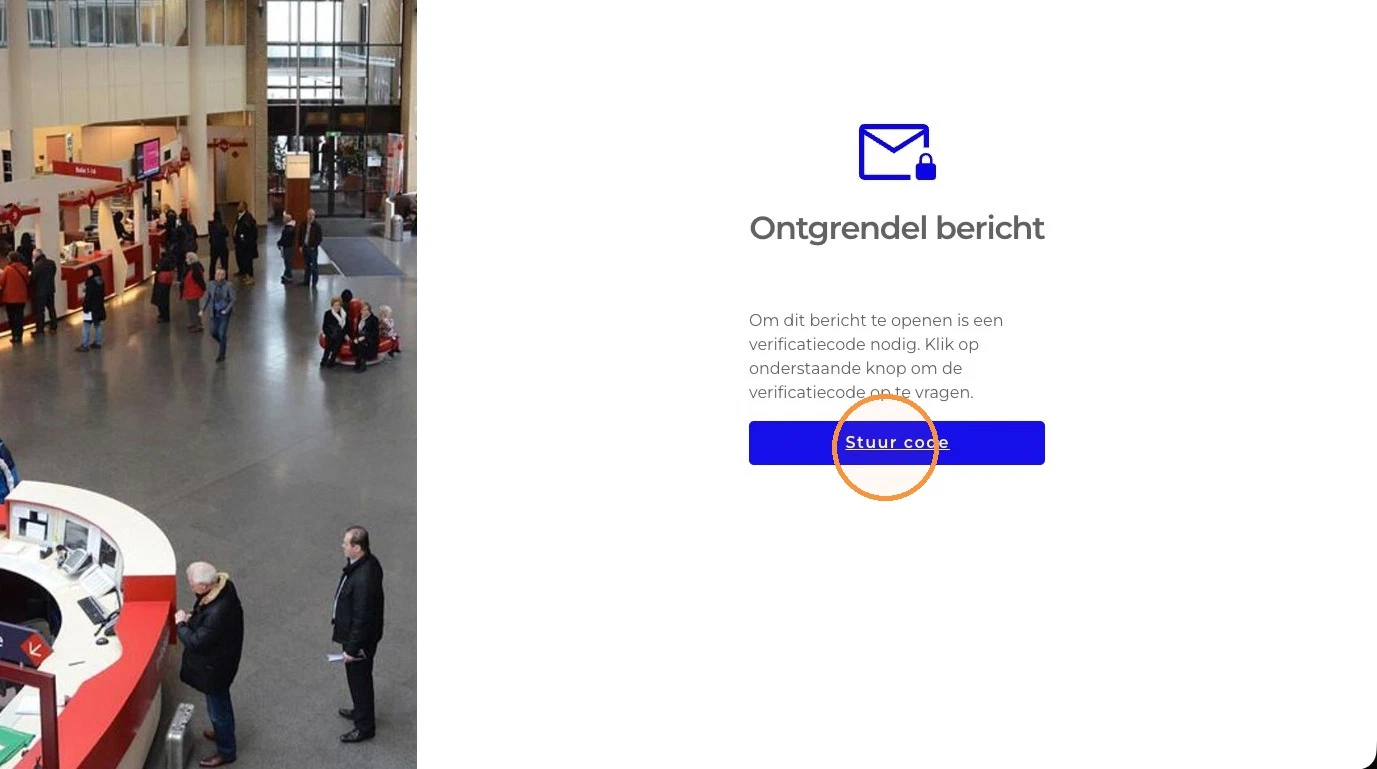 The Unlock message screen, explaining that a verification code is needed, with a button to send the code